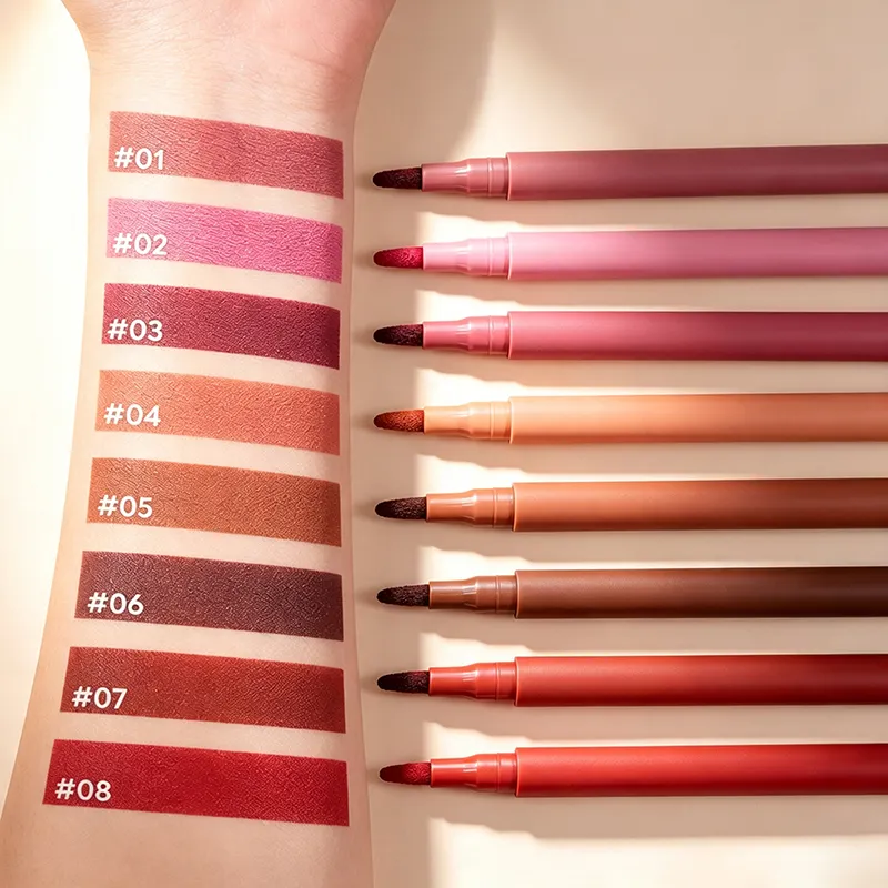 Private Label Liquid Lip Liner Waterproof Long Lasting Dual Tip Smudge Proof Precise Contour Vitamin E Hydrating Vegan