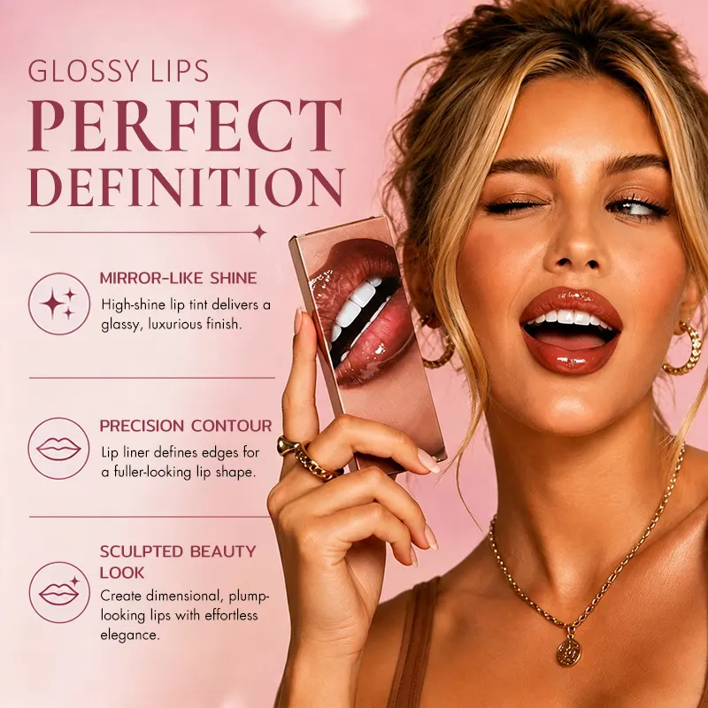 Bulk Nourishing Lip Gloss Lip Liner Sharpener Gift Set Hyaluronic Acid Cocoa Butter Jojoba Waterproof Long Lasting