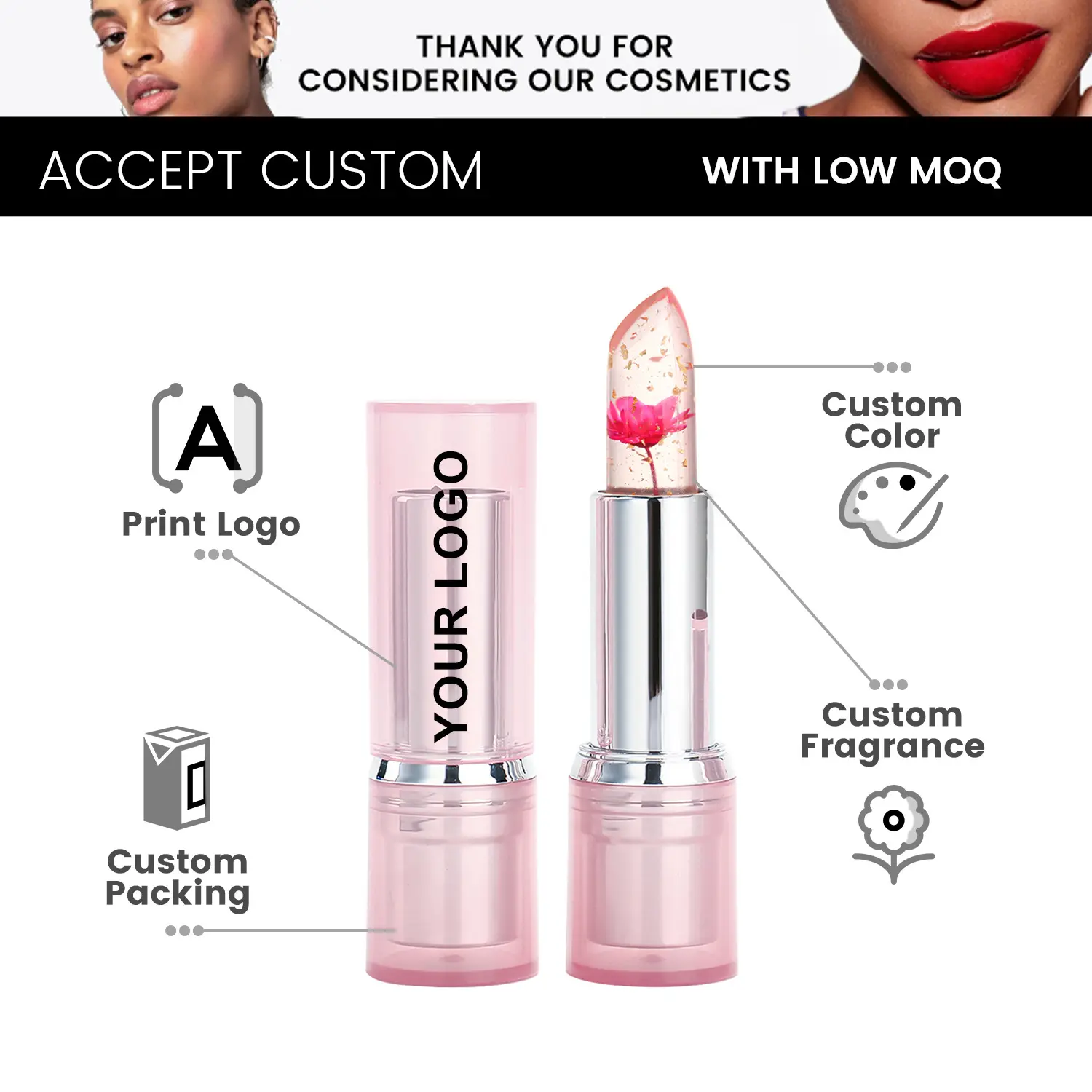 Lip Balm Moisturizing Lasting Waterproof Red Jelly Lipstick Private Label Color Changing Lipstick Fashion Lip Balm