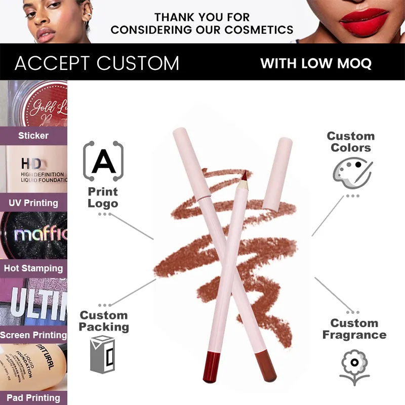 DTT Brand Private Low MOQ High Quality Waterproof Matte Lip Liner Pencil Cream Long-lasting Wholesale Highly Pigmented
