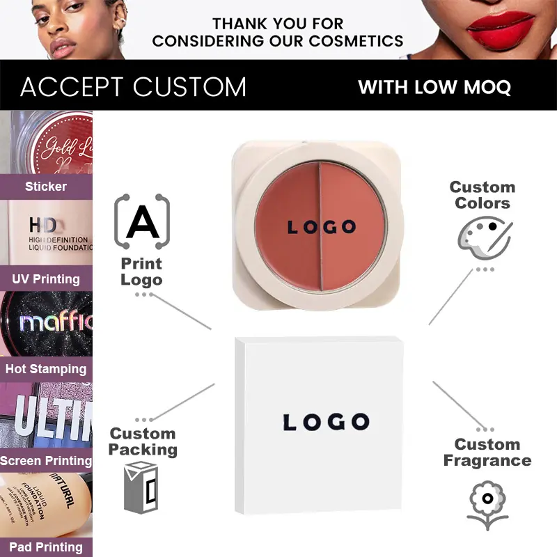 Wholesale New Blush Powder Custom Logo Long Lasting High Pigmented Cheek Face Makeup Tint Pressed Blusher