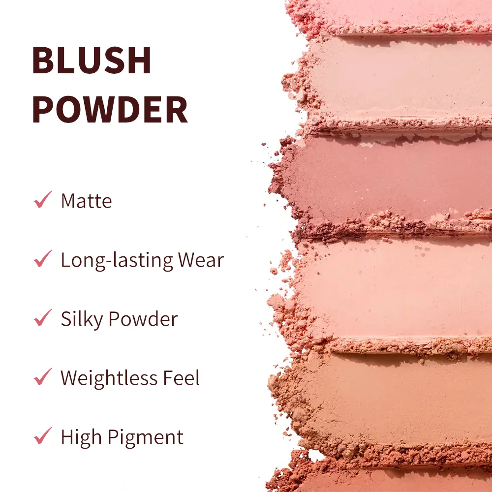 Wholesale Private Label Natural High Pigment Full Coverage Long-Lasting Matte Powder Makeup Blush Palette