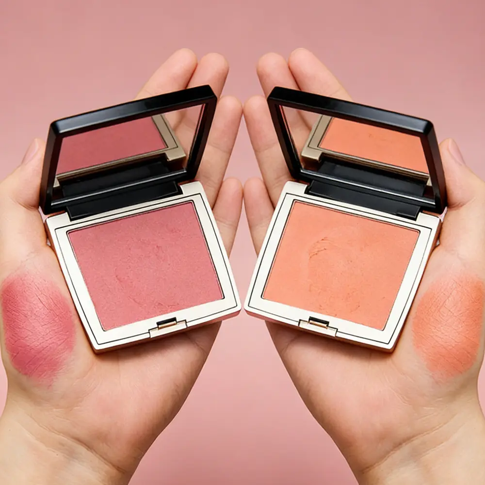 Factory Private Label No logo Custom Low MOQ Makeup Pigmented Blusher Waterproof Cute pink Beauty Blush Palette