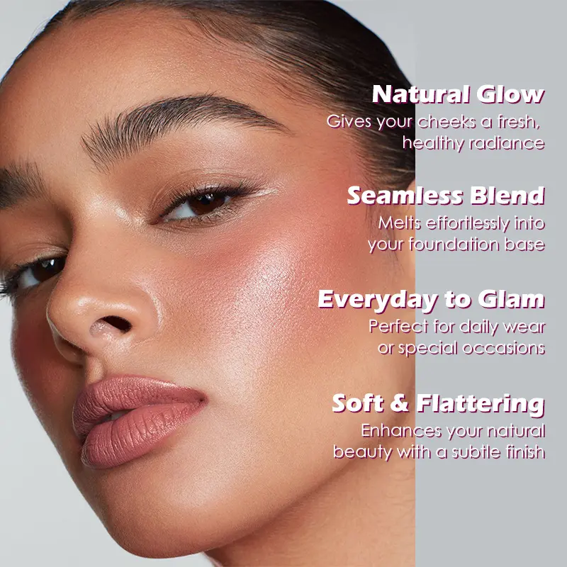 Factory Private Label No logo Custom Low MOQ Makeup Pigmented Blusher Waterproof Cute pink Beauty Blush Palette