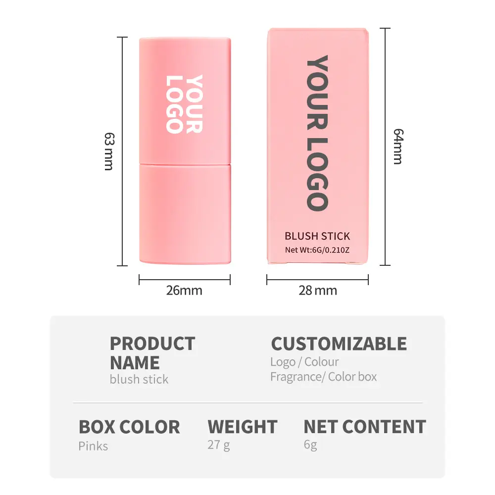 Private Label 3-in-1 Eyeshadow and Lip Makeup Blush Stick Waterproof Finish Cheeks Blusher for Deep Skin Tone