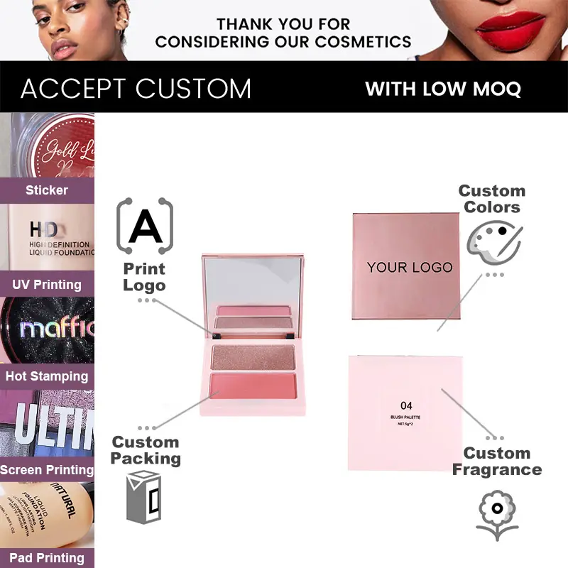Wholesale Mineral Fair High Pigment Waterproof Matte Long Wear Highlighter Cheek Powder Blush Palette