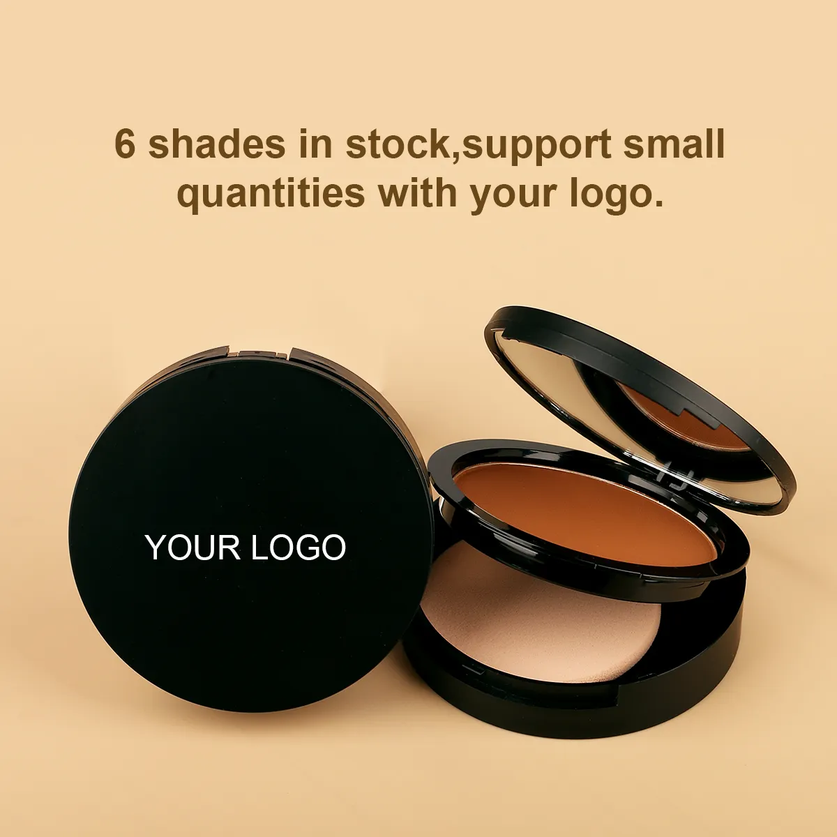 Natural HD Makeup Pressed Powder Palette Oil Control Face Contour Foundation with Concealer Moisturizer for Dark Skin Tones