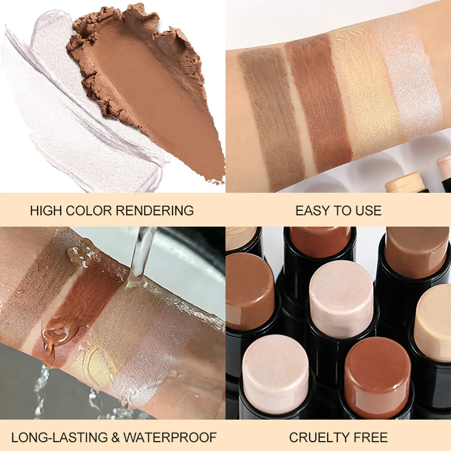 Wholesale Waterproof Oil Control Customizable Colors Face Makeup Bronzer Contour Highlighter Stick Long Lasting Smooth Cosmetic