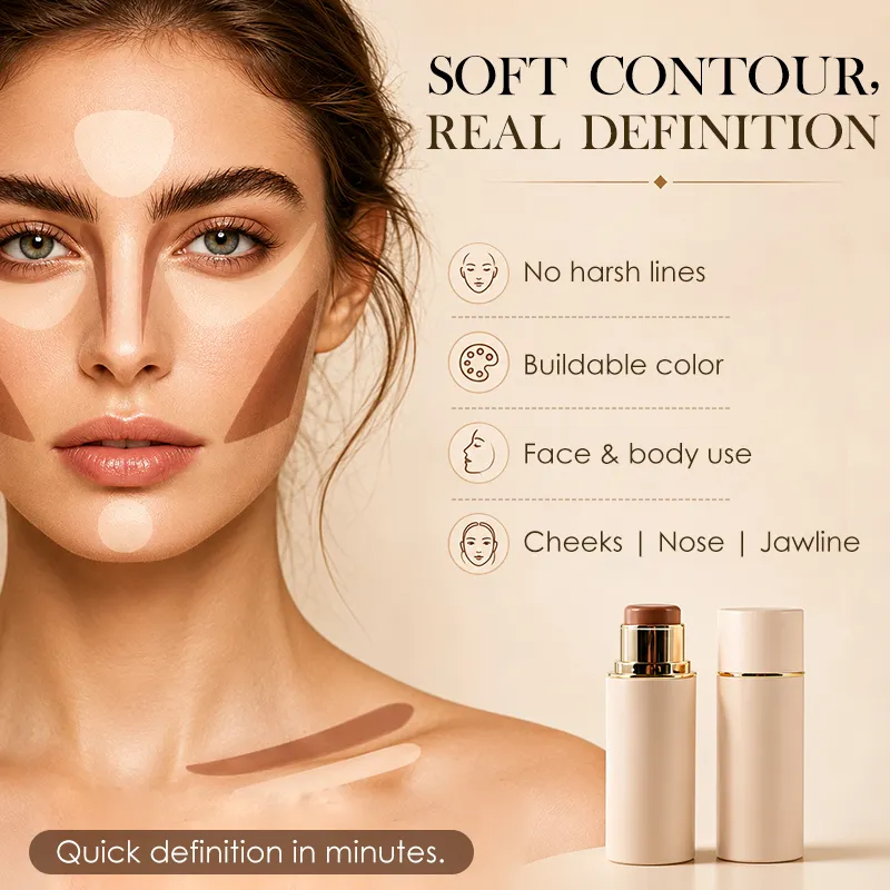 Luxury Vegan Waterproof Cream Contour & Highlighter Stick with High Pigment Long Lasting Natural Formula