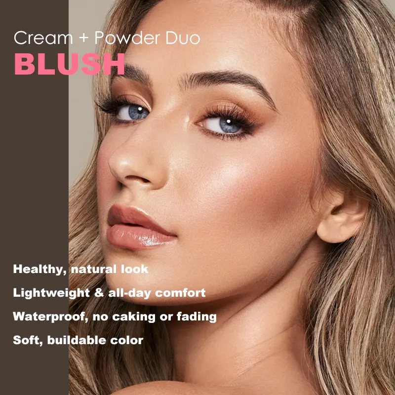 High Quality 2 in 1 Blush Powder Face Makeup Blush Powder High Pigmented Cheek Tint Pressed Blusher