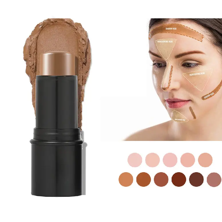 Custom Logo 11 Colors Stick Contouring Rivate Label Face Vegan Makeup Long-lasting Concealer Contour Stick for Black Skin