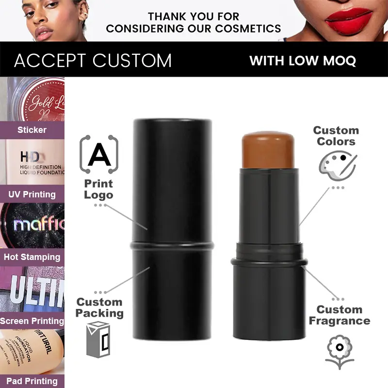 Custom Logo Private Label High Pigment Waterproof Matte Vegan Cream Contour Makeup Contour Stick