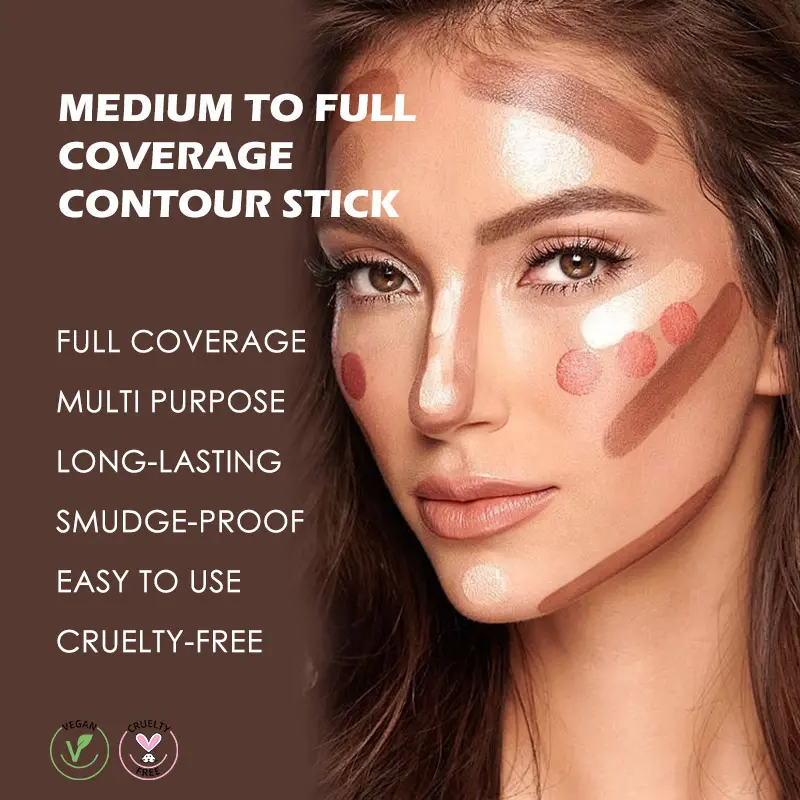 Custom Logo Private Label High Pigment Waterproof Matte Vegan Cream Contour Makeup Contour Stick
