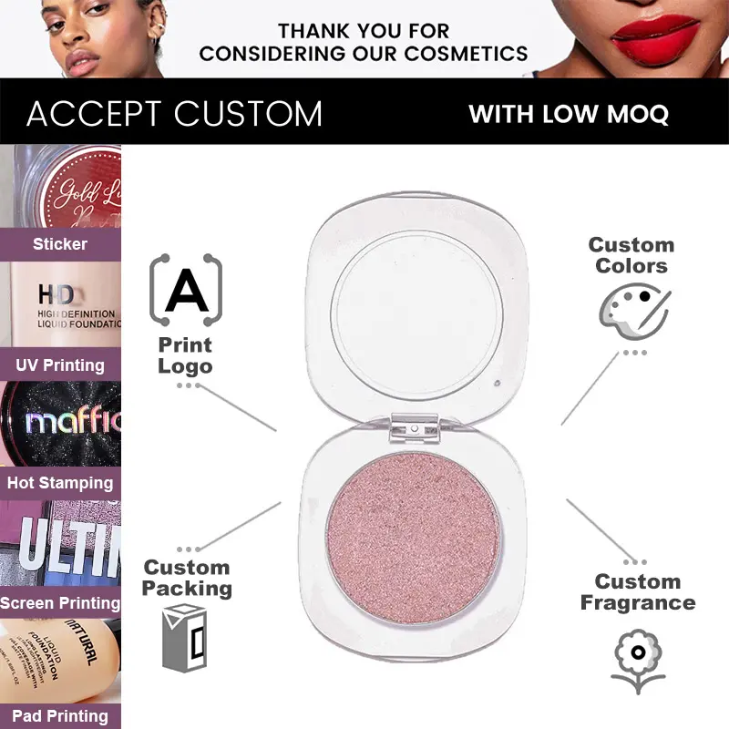 Private Label Cream Mineral Face Makeup Wholesale Highlight High Pigment Long Lasting Custom Highlighter Palette