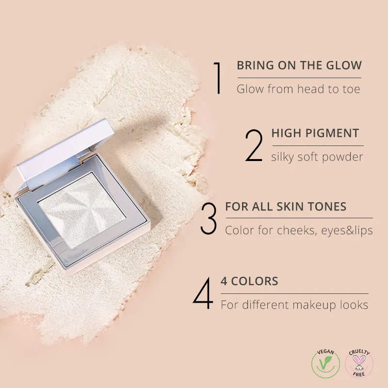 Wholesale Customizable Color Glitter Mineral Powder Highlighter High Pigment Long Lasting Face Shimmer Private Label Best