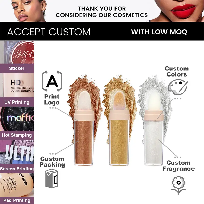 Private Label Face Body Makeup Highlight High Pigment Custom Highlighter Wholesale Flash Highlight