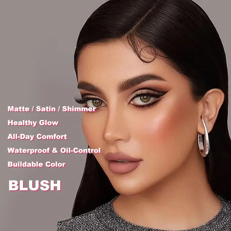 Wholesale 14 Colors Vegan Mineral Blush Powder Matte Finish Private Label Long Lasting Waterproof Face Cosmetics Pink Blush