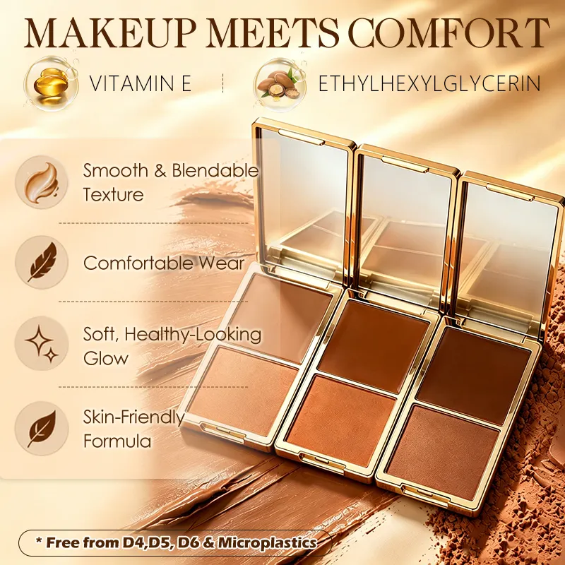 Wholesale Luxury Powder Cream Bronzer Palette Private Label Vegan Custom Long-Lasting High Pigment Face Bronzer Palette