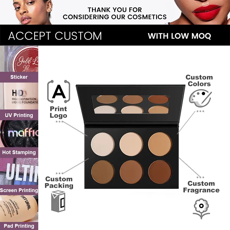 Private Label Makeup Wholesale 6 Color Facial Contour Custom Logo Cosmetic Beauty Makeup Waterproof