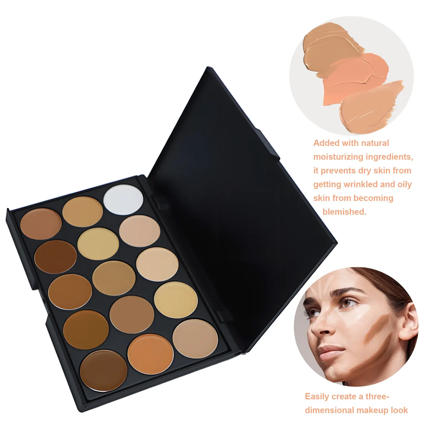 Hot Natural Finish Waterproof Foundation Cream Concealer Bronzer Palette Vegan Makeup Private Label Cream Contour Palette