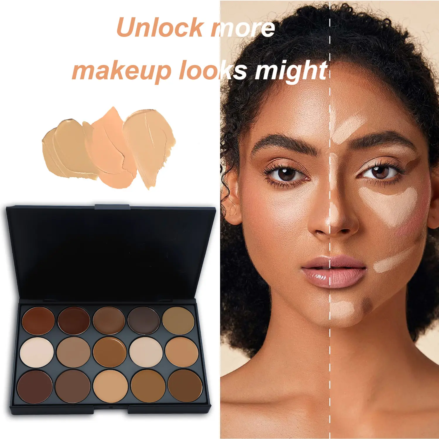 Hot Natural Finish Waterproof Foundation Cream Concealer Bronzer Palette Vegan Makeup Private Label Cream Contour Palette