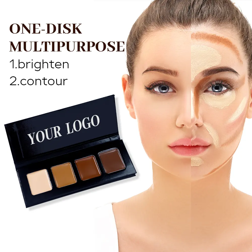 4 Colors Concealer Palette Custom Logo Eye Face Body Makeup Full Coverage Contour Palette Vegan Private Label