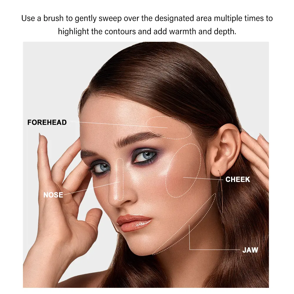 Custom Logo Private Label Cruelty Free Vegan Waterproof Bronzer Powder Cheek Single Smooth Contour Palette High Pigment Bronzer