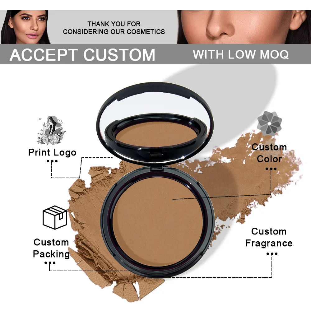 Custom Logo Private Label Cruelty Free Vegan Waterproof Bronzer Powder Cheek Single Smooth Contour Palette High Pigment Bronzer