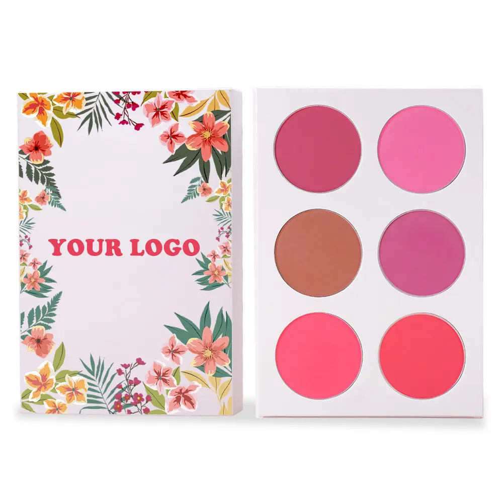 Wholesale Cosmetics Makeup Contour Blush Palette No Logo Pressed Powder Vegan Blush White Palette Long Lasting