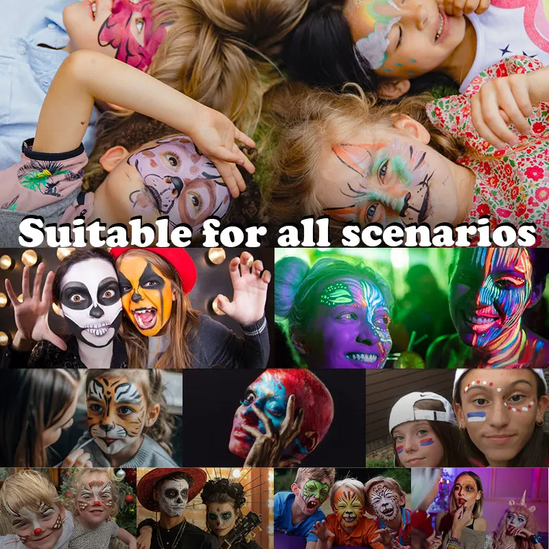 Professional Children's Acrylic Body & Face Painting Supplies OEM Custom Palette Skin Harmless 12 Colors for Halloween Party Use