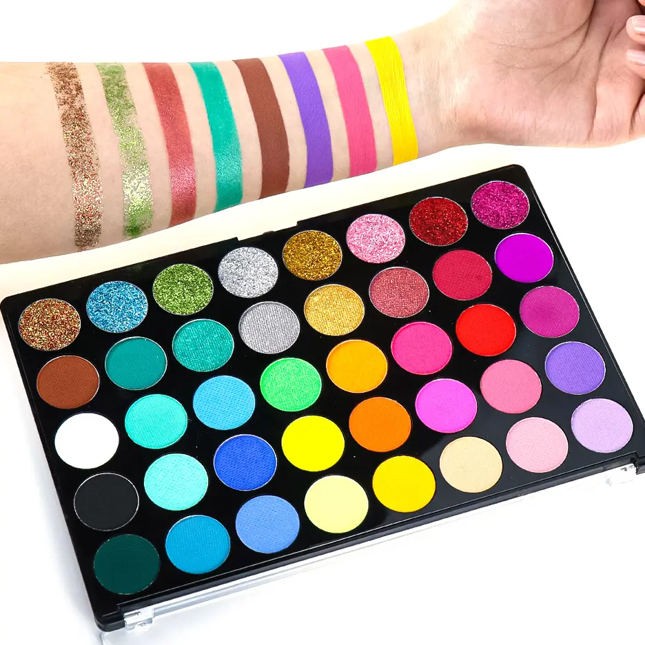 OEM 40 Color Neon Matte Pearlescent Glitter Professional Face Paint Set Non Toxic Quick Dry Heavy Metal Free One Stroke