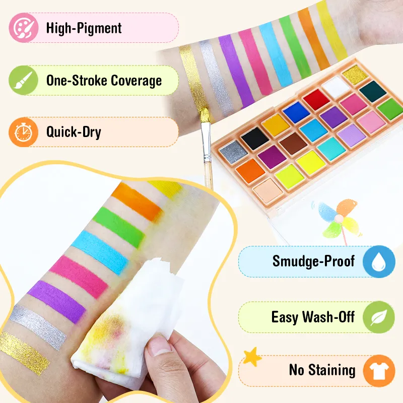 Wholesale 21 Color Professional Face Body Paint Set Hypoallergenic Non Toxic Matte High Pigment One Stroke Coverage