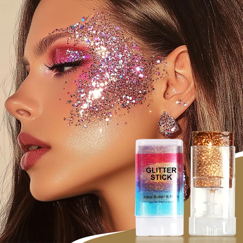 Custom Fine Face Body Christmas Festival Glitter Stick Bulk Hair Shimmer Gold Vegan Eco Friendly Glitter Stick