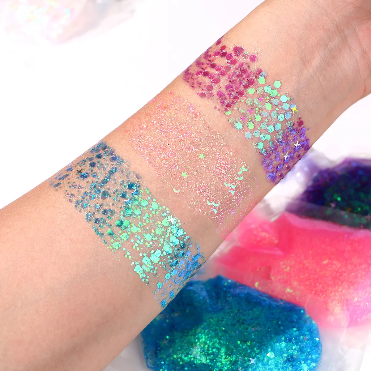 Private Label Wholesale Bulk Chunky Glitter Gel for Face Paint Festival Christmas Makeup Glitters Pink Chunky