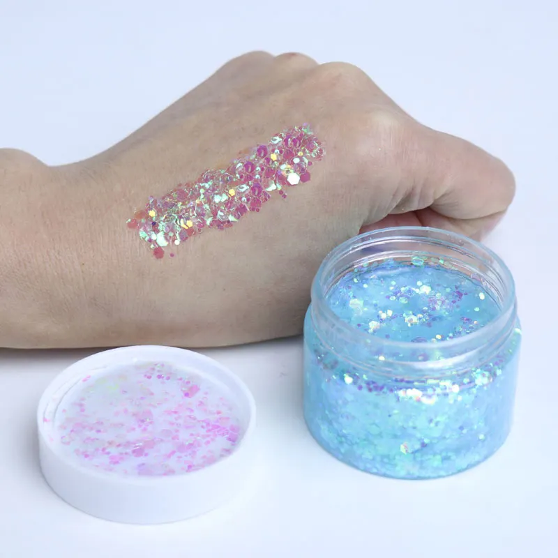 Holographic Chunky Glitter Gel Makeup Long Lasting Vegan Cruelty Free Eyeshadow for Girls' Body Hair Face Shiny