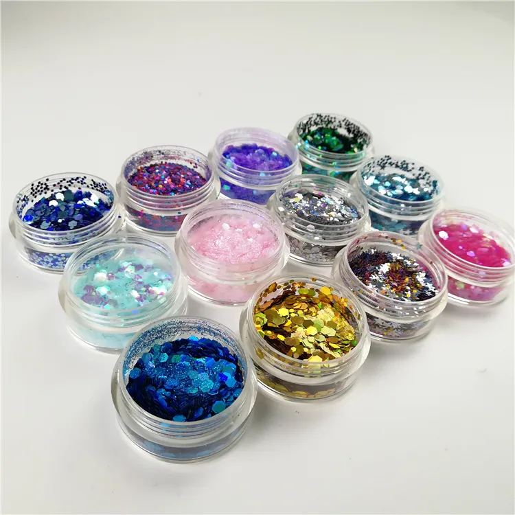 Wholesale Pastel Chunky Glitter Customized Color Chunky Mix Use in Face Body Paint Glitter