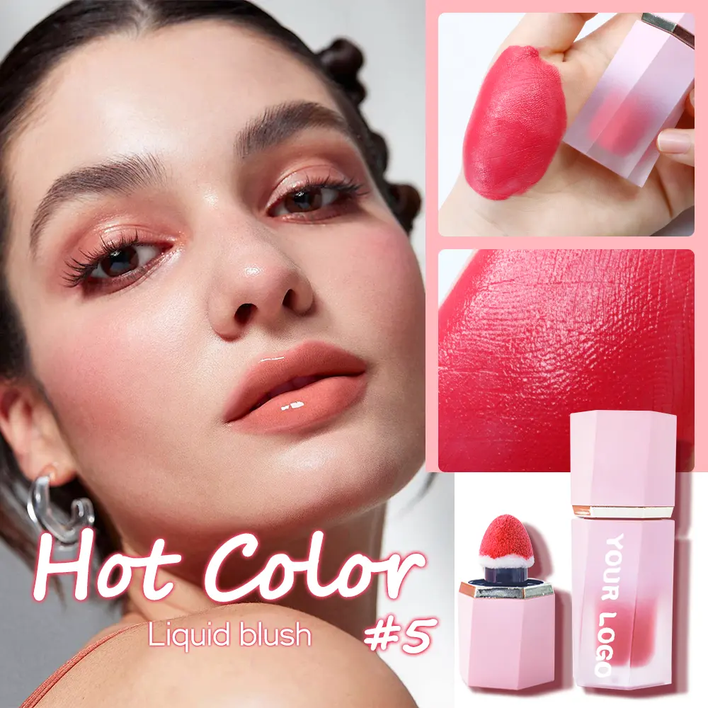 Custom Vegan Blush Cruelty Free Gradient Liquid Blusher Longlasting Sweatproof Pink Liquid Blush Private Label