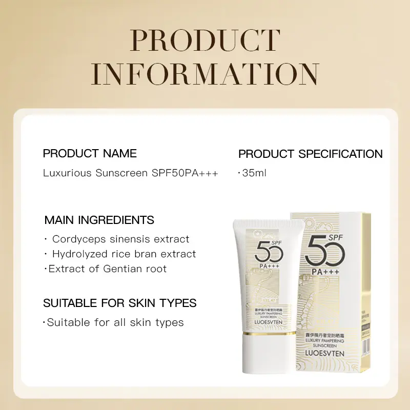 Factory OEM Private Label Body Sun Cream Korean Skin Care Lotion Non-Greasy Whitening Waterproof Spf 50 Sunscreen