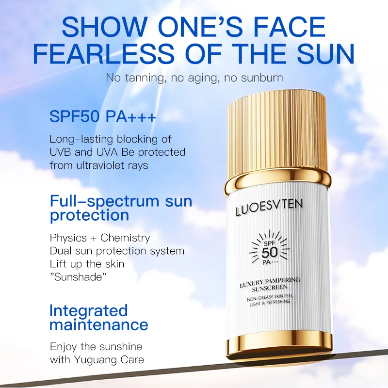 OEM ODM Factory Price Luxurious Brand SPF50 Moisturizing Cordyceps Extract Nourishes the Skin Face Body Sunscreen