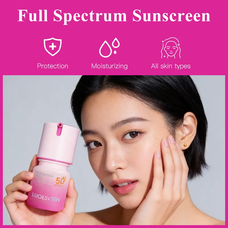 Lightweight Broad Spectrum SPF 50 Hydrating Face Moisturizer Pump Head Sunscreen Lotion with Hyaluronic Acid for All Skin Types