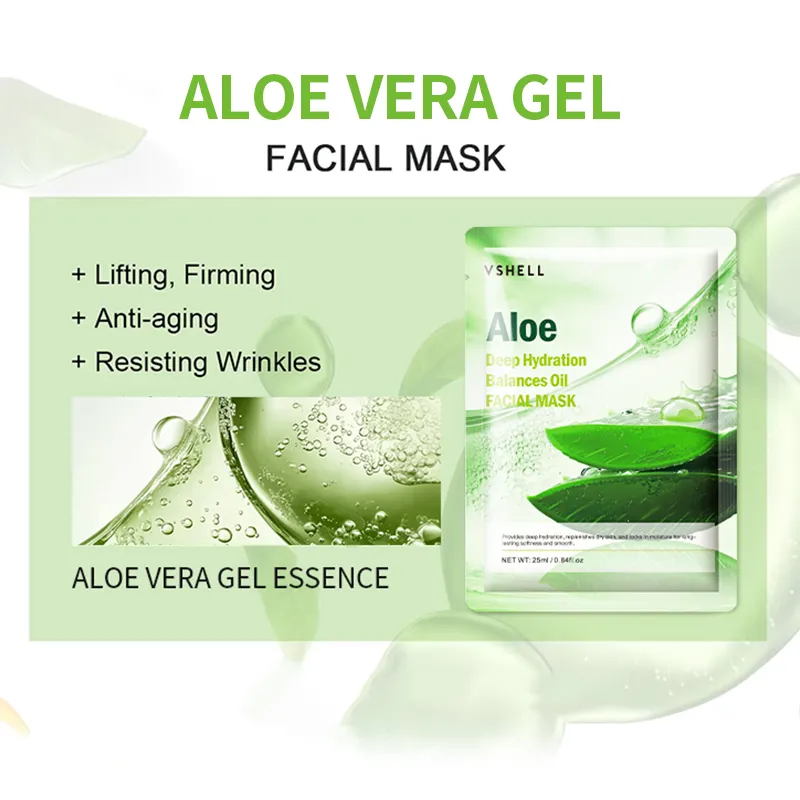 VShell Cucumber Bamboo Charcoal Snail Serum Aloe Vera Collagen Kiwi Polypeptide Ampoule Face Mask Sheet Type Skincare