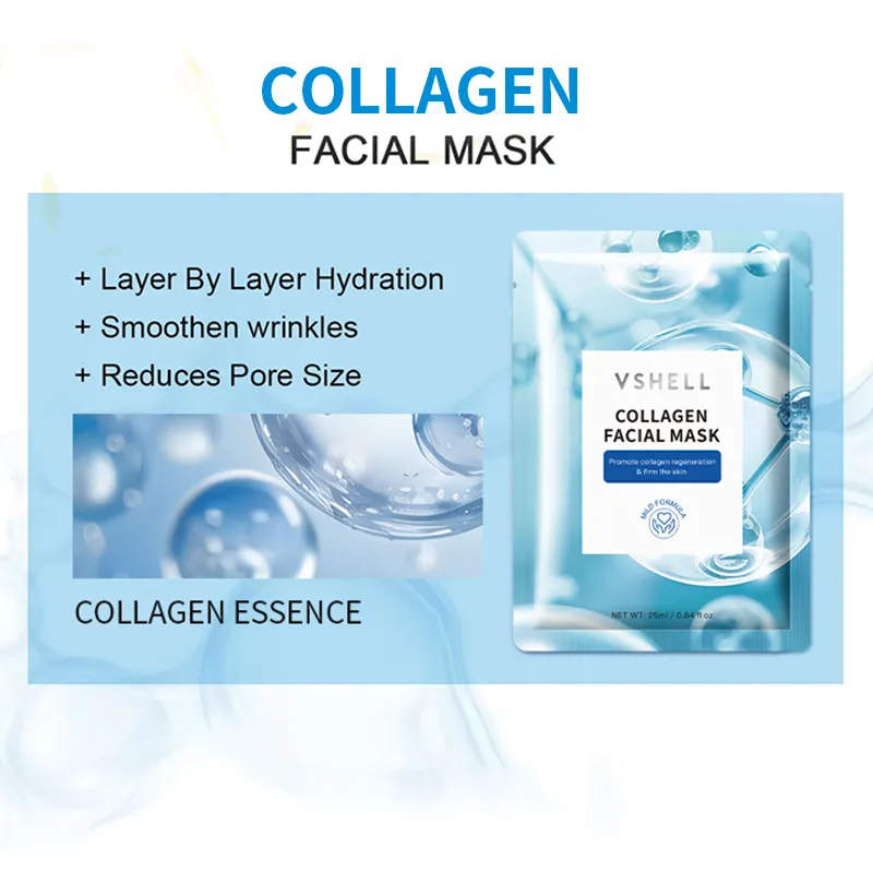 VShell Cucumber Bamboo Charcoal Snail Serum Aloe Vera Collagen Kiwi Polypeptide Ampoule Face Mask Sheet Type Skincare