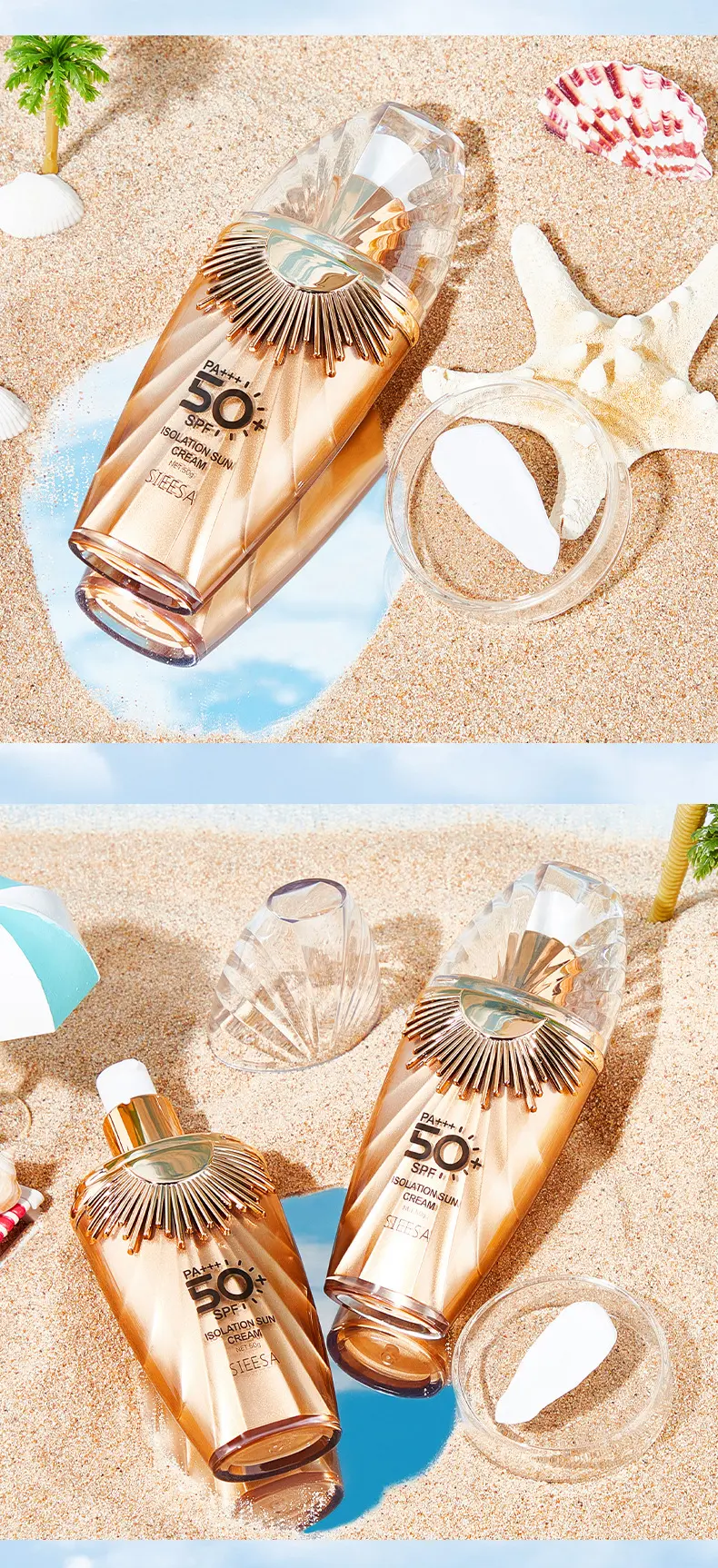 OEM Small Gold Pot High Times KOREAN Sunscreen Explosion SPF50 Transparent Isolation Cream Milk-proof Whitening Tiktok Vitamin E
