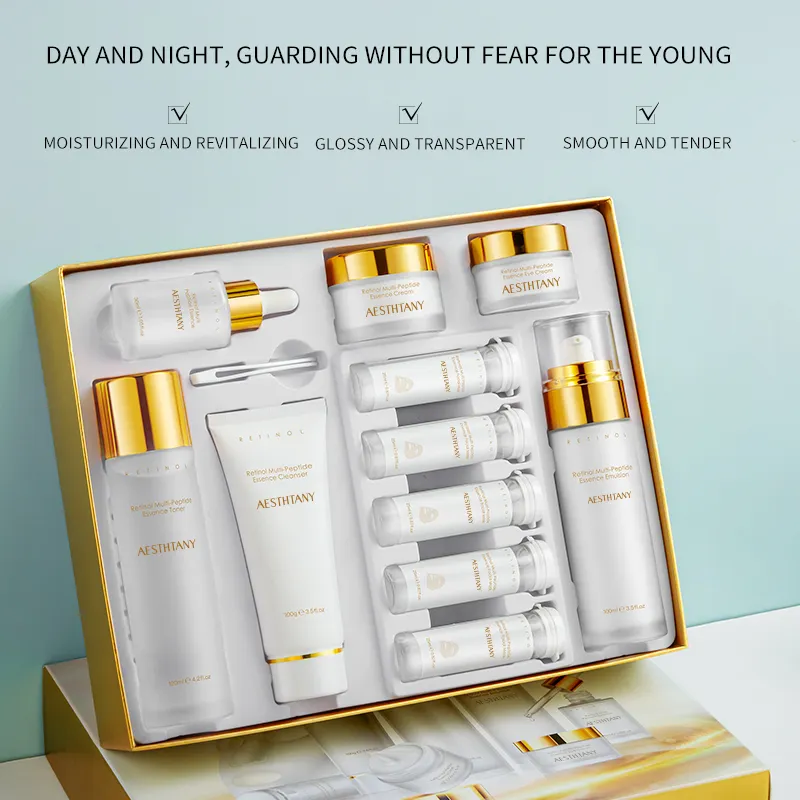 AESTHTANY Retinol Multi Peptides Korean Skin Care 11-Pieces Anti-Aging Hydration Luxury Face Care System Premium Beauty Skincare