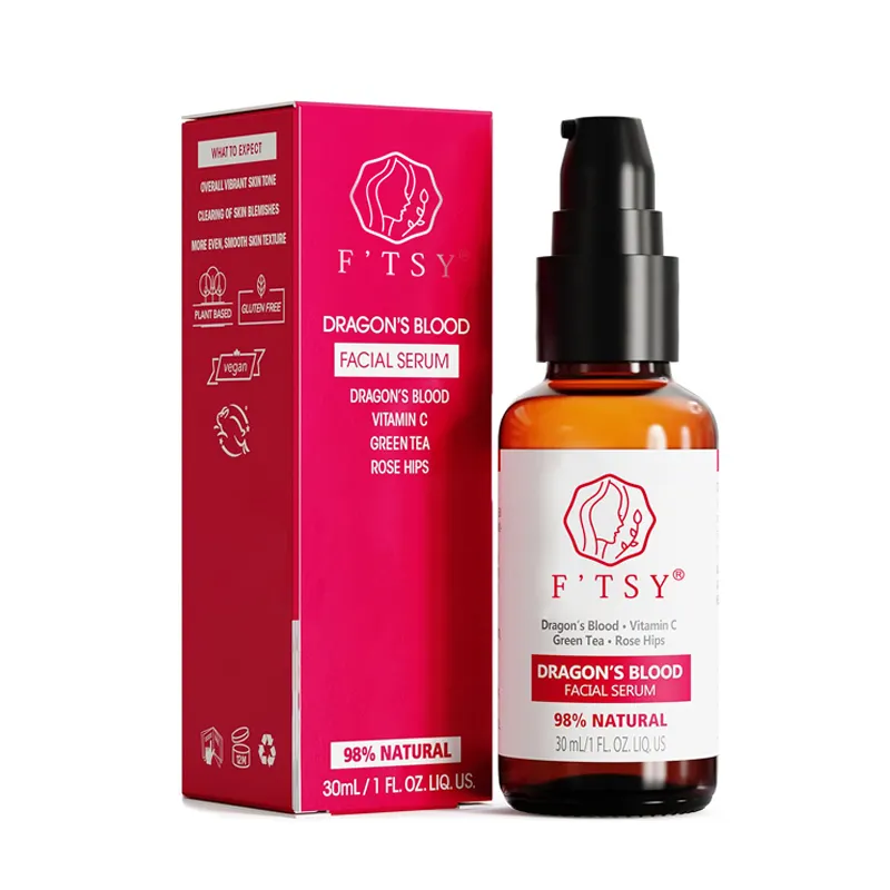 Private Label Anti Aging Brightening Remove Dark Spots Vitamin C Green Tea Dragon's Blood Facial Serum