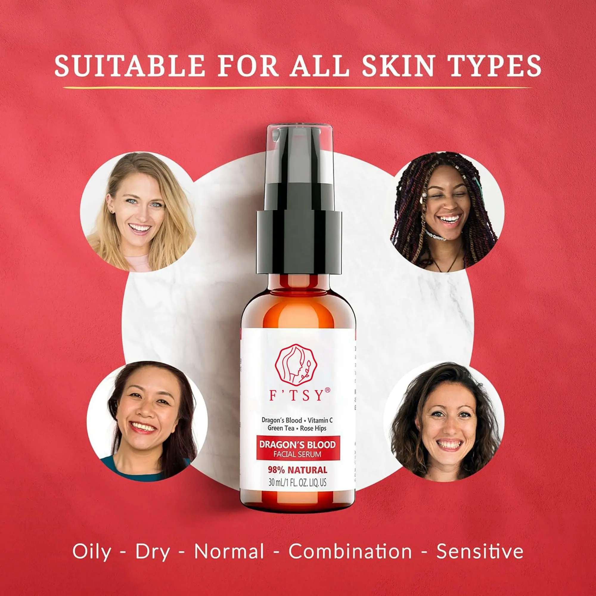 Private Label Anti Aging Brightening Remove Dark Spots Vitamin C Green Tea Dragon's Blood Facial Serum