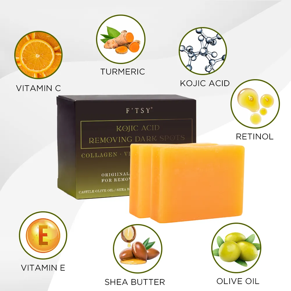 Kojic Acid Dark Spot Remover Soap Bars Skin Whitening Kojic Acid Tumeric Soap Bar Solid Tumeric and Kojic Acid Soap