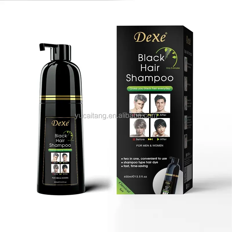DEXE of Wholesale Natural Black Hair Dye Shampoo Hair Colour Dye Shampoo 3 in 1 for Men Women Home Salon Use Private Label OEM