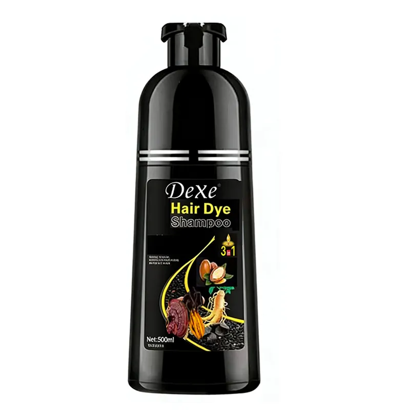 OEM Herbal 500ml 3-in-1 Paint Ginger Plant Ammonia-Free Permanent Natural Black Ginseng Dye Hair Color Cream Covers Gray Hair