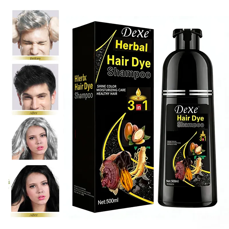 DEXE Cinema Speed Argan Oil Black Hair Color Shampoo Dye No Dark Skin 100% Cover Gray White Hair Original Factory Private Label